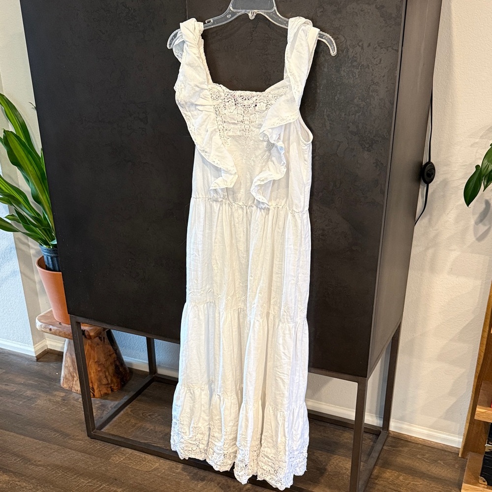 River Island White Maxi Dress with Ruffles